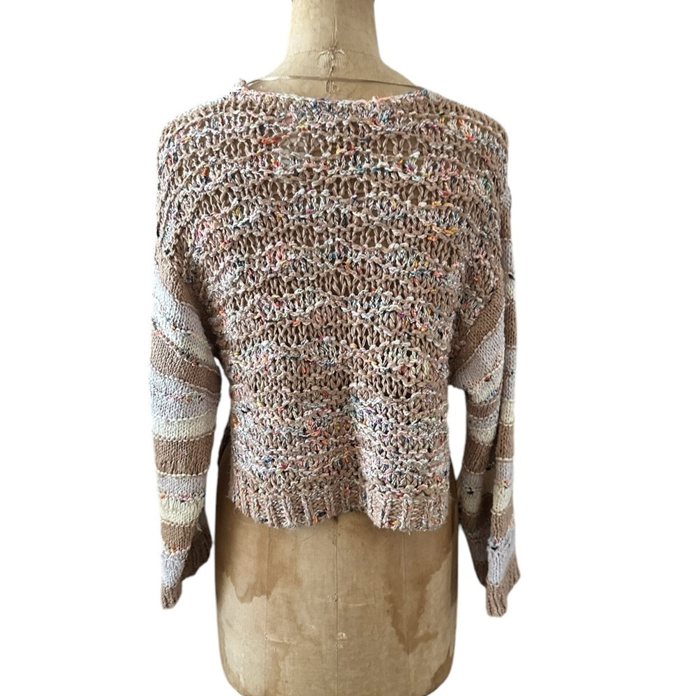 Free People Lake Life Pullover Open Knit Cropped Sweater in Sunset Sand Size XS - Picture 6 of 11